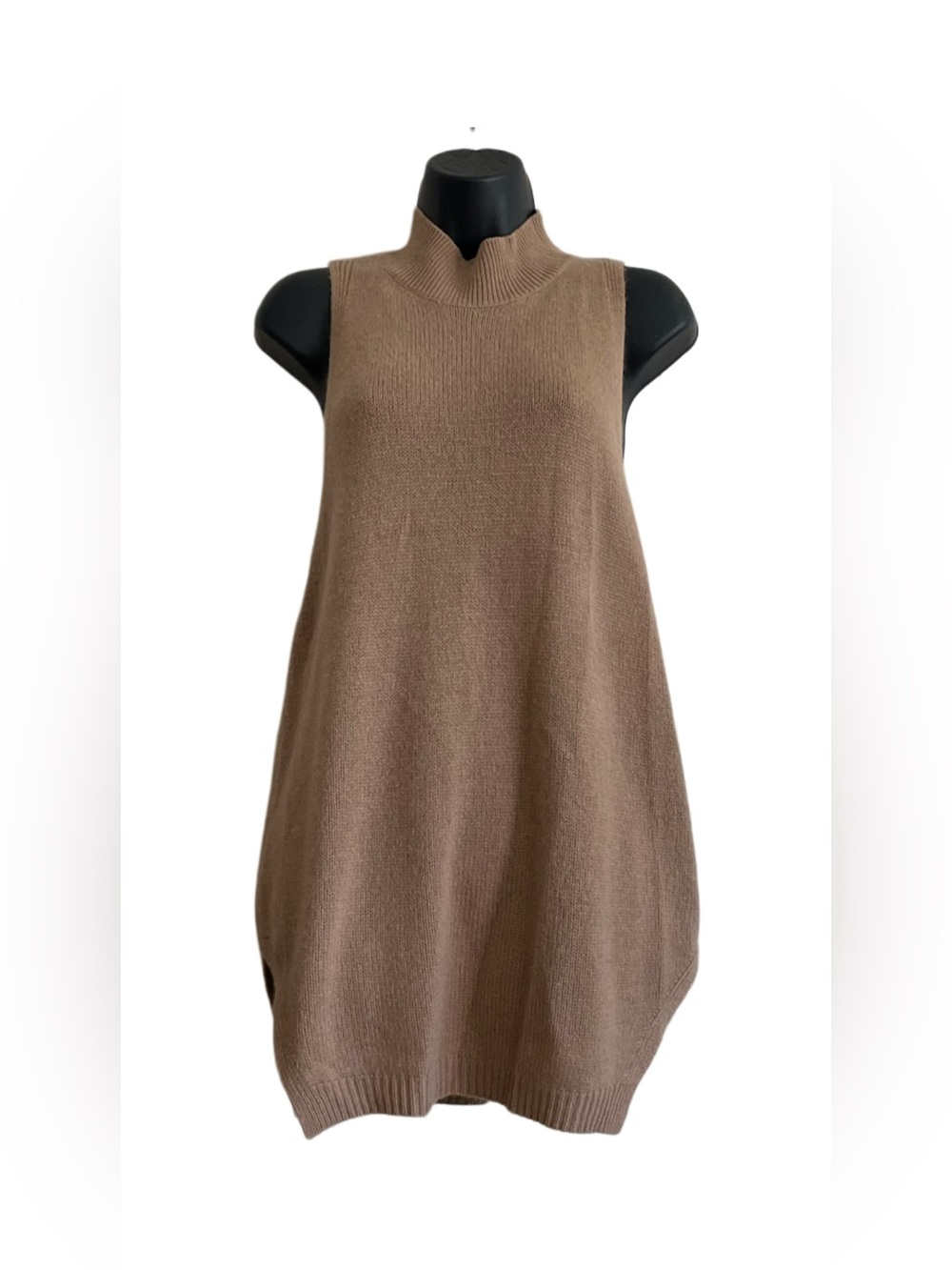 360 Cashmere Sleeveless Mock Neck Tunic in Taupe Brown